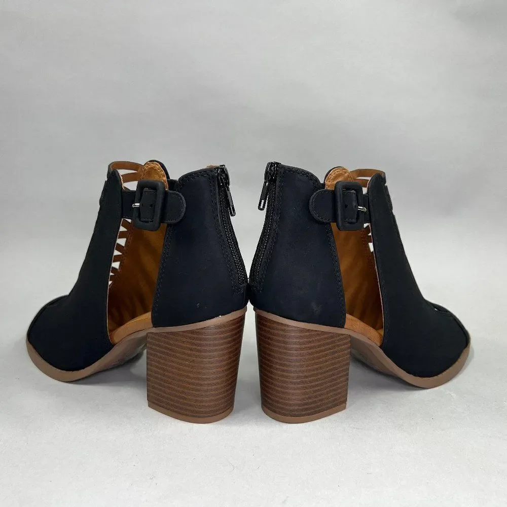 Soda Women's Size‎ 8.5 Black Peep Toe Ankle Boots